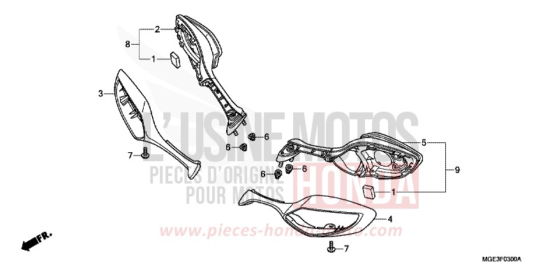 MIRROR for VFR1200F Dual Clutch SEAL SILVER METALLIC (NHA14) from 2013